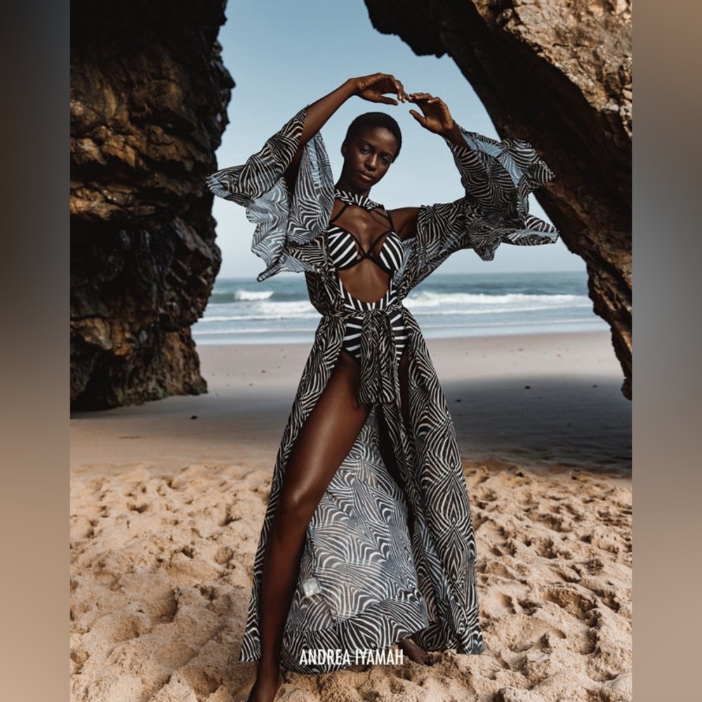 Andrea Iyamah Black and White Swim Coverup O/S